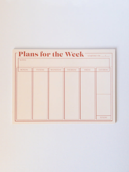 Weekly Planner Notepad Full View